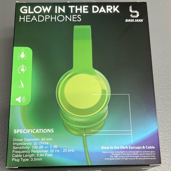Bass Jaxx Other - Neon Green Over-Ear Headphones with Glow in the Dark Feature